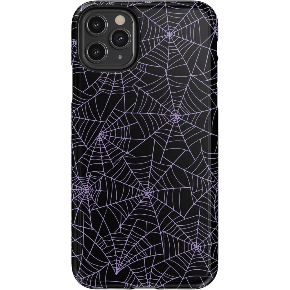 imageCasely iPhone 11 Pro Max Case  Dark Fantasy  Contrast Floral  Essential Slim DualLayer Protective DesignMidnight Web  Spider Web