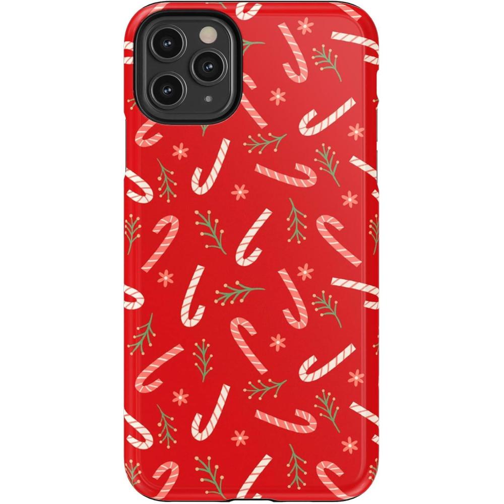 imageCasely iPhone 11 Pro Max Case  Dark Fantasy  Contrast Floral  Essential Slim DualLayer Protective DesignPeppermint Kiss  Candy Cane