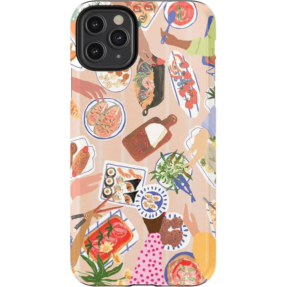 imageCasely iPhone 11 Pro Max Case  Dark Fantasy  Contrast Floral  Essential Slim DualLayer Protective DesignPicnic Party  Painted Collage