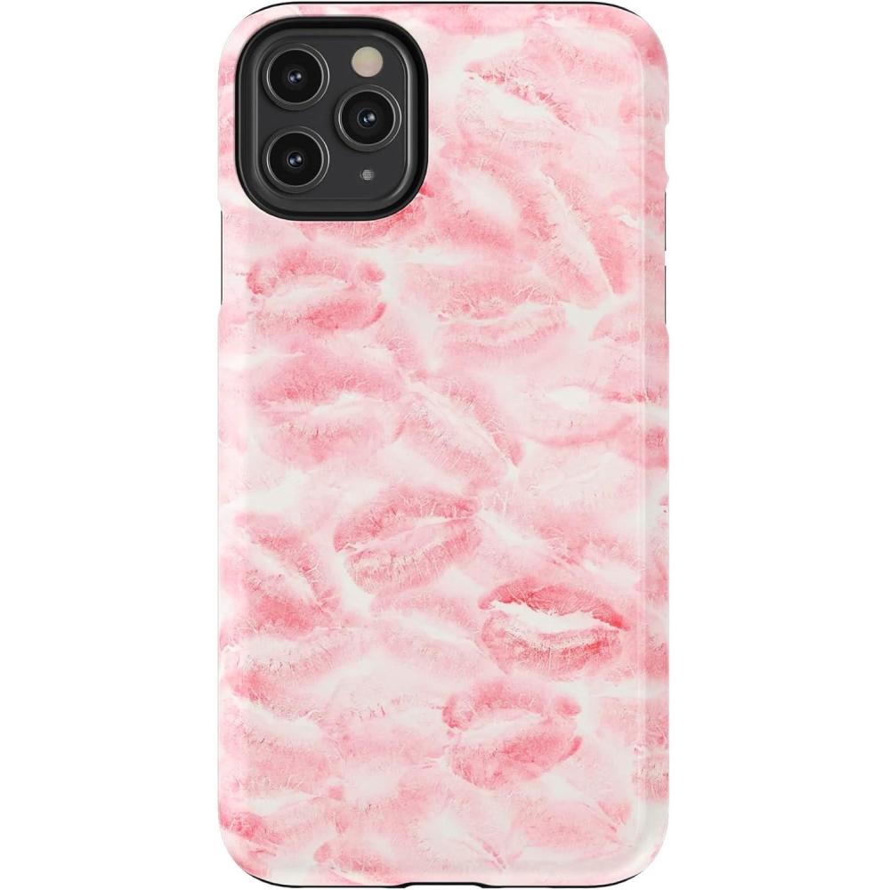 imageCasely iPhone 11 Pro Max Case  Dark Fantasy  Contrast Floral  Essential Slim DualLayer Protective DesignSealed with a Kiss  Pink Lipstick
