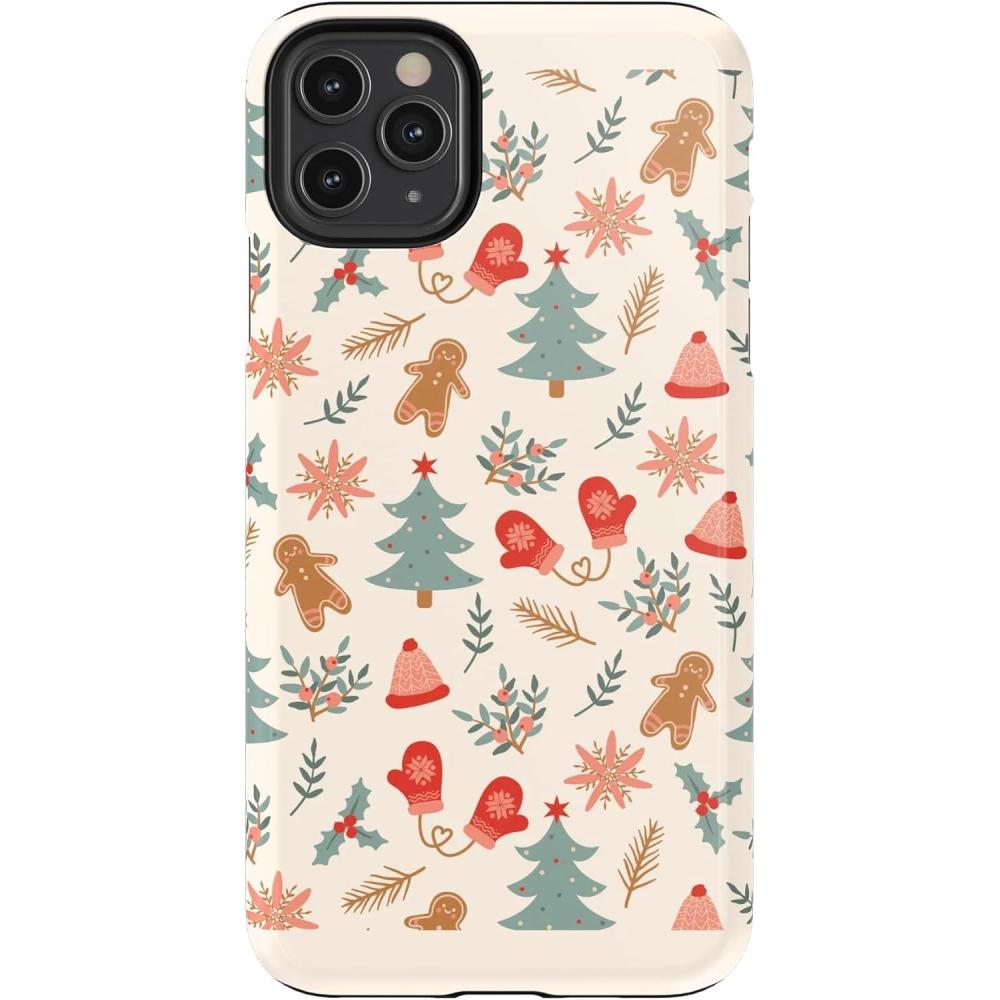 imageCasely iPhone 11 Pro Max Case  Dark Fantasy  Contrast Floral  Essential Slim DualLayer Protective DesignSugar and Spice  Holiday Cookie