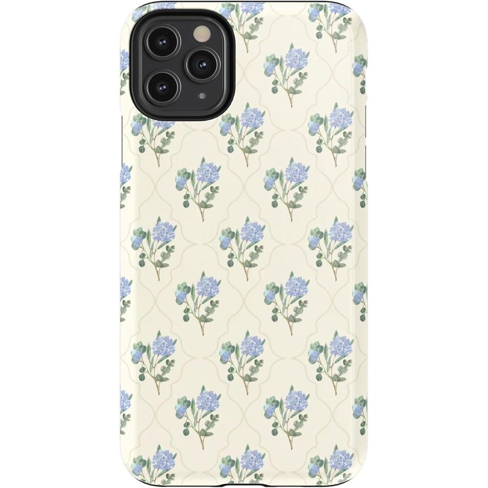 imageCasely iPhone 11 Pro Max Case  Dark Fantasy  Contrast Floral  Essential Slim DualLayer Protective DesignVintage Garden  Blue Hydrangea