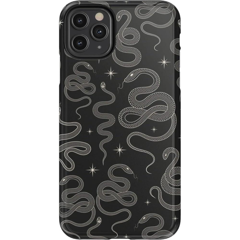 imageCasely iPhone 11 Pro Max Case  Dark Fantasy  Contrast Floral  Essential Slim DualLayer Protective DesignWere Ready For It  Black Serpent