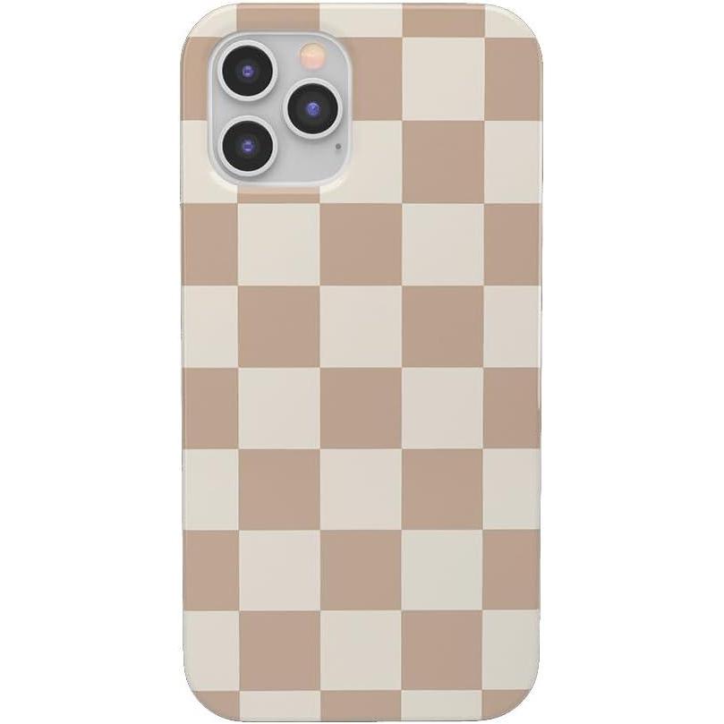 imageCasely iPhone 11 Pro Max Case  Here Comes The Sun  Colorblock Sunset  Classic Ultra Slim DesignFit Check  Neutral Checkerboard