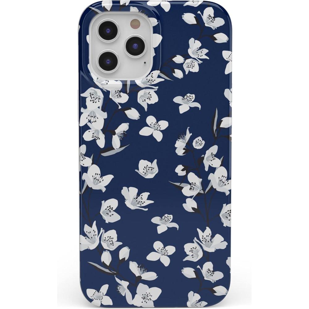 imageCasely iPhone 11 Pro Max Case  Here Comes The Sun  Colorblock Sunset  Classic Ultra Slim DesignNavy Cherry Blossom Floral