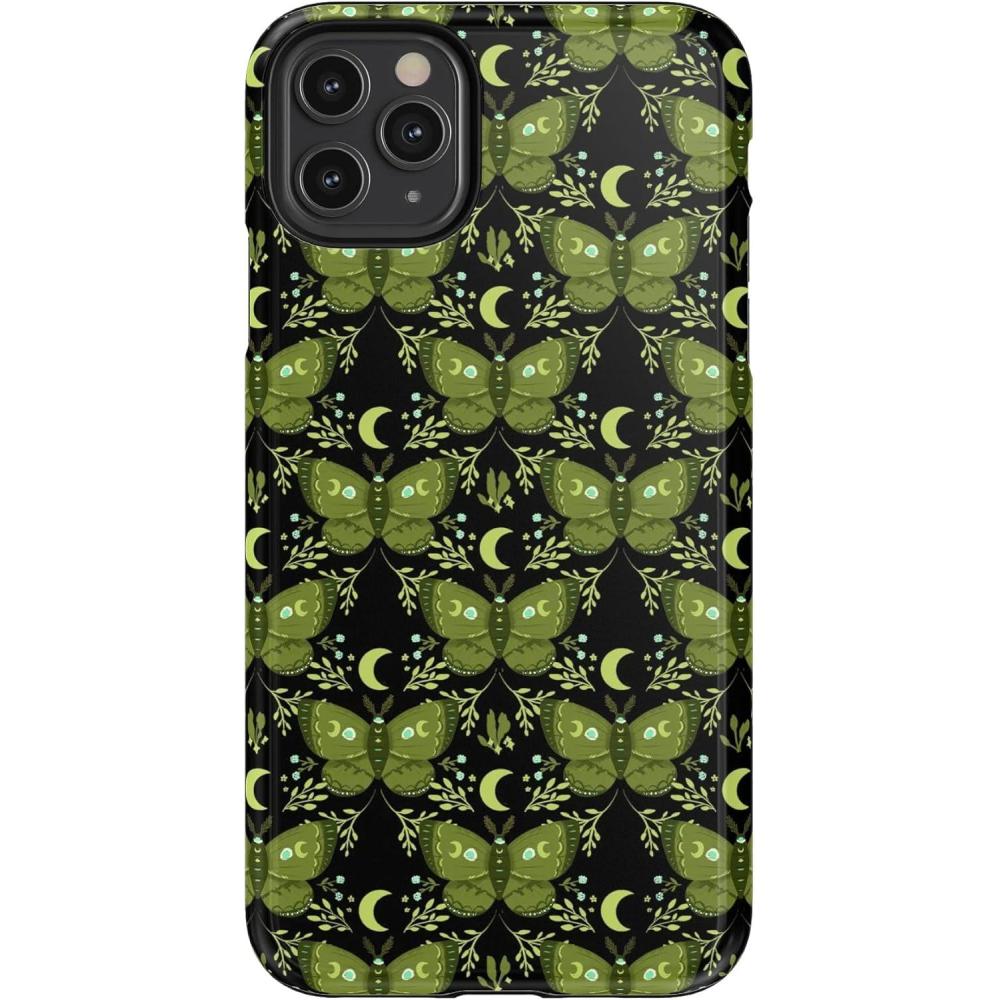 imageCasely iPhone 11 Pro Max Case  Mystic Moths  Green Twilight  Essential Slim DualLayer Protective Design
