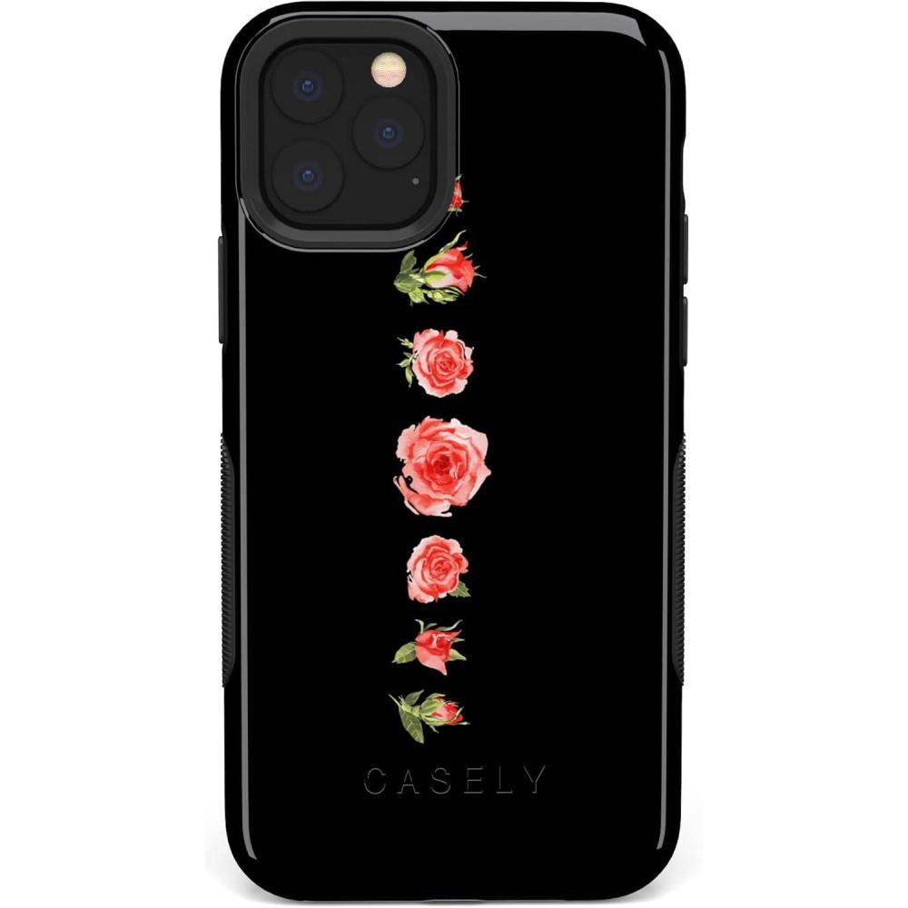 imageCasely iPhone 11 Pro Max Case  Totally Rad  Daisy Print Floral  Bold Protective DesignBlooming Red Rose Floral