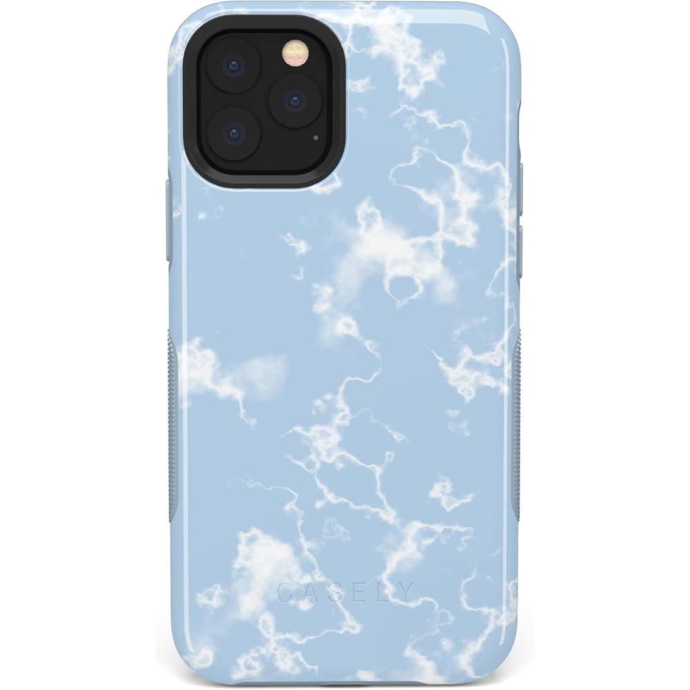 imageCasely iPhone 11 Pro Max Case  Totally Rad  Daisy Print Floral  Bold Protective DesignLight Blue Skies Marble Clouds