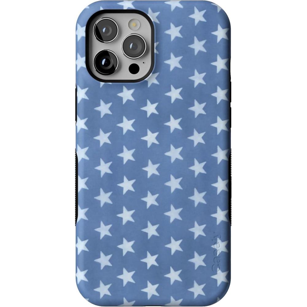 imageCasely iPhone 12 Pro Max Case  Coastal Blues  Denim Stars  Bold Protective Design  MagSafe Compatible Design