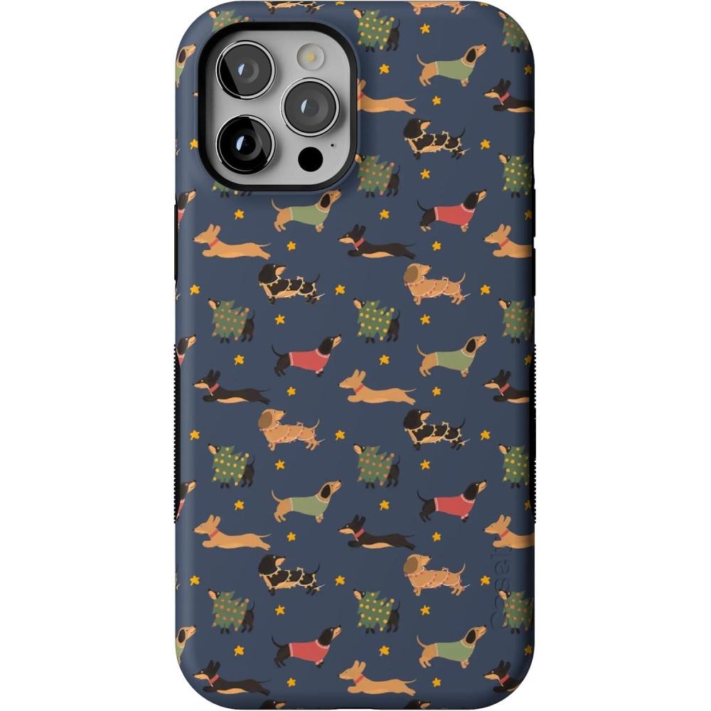 imageCasely iPhone 12 Pro Max Case  Dashing Doxies  Dachshund Dog  Bold Protective Design  MagSafe Compatible Design