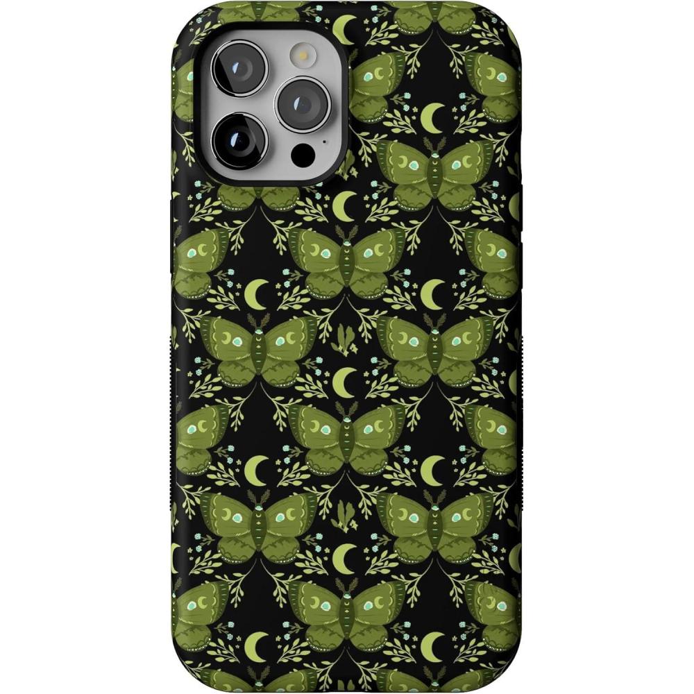 imageCasely iPhone 12 Pro Max Case  Mystic Moths  Green Twilight  Bold Protective Design  MagSafe Compatible Design