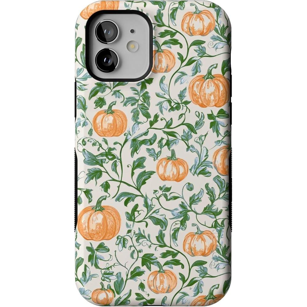 imageCasely iPhone 1212 Pro Case  Pumpkin Patch  Green Vines  Bold Protective Design  MagSafe Compatible Design