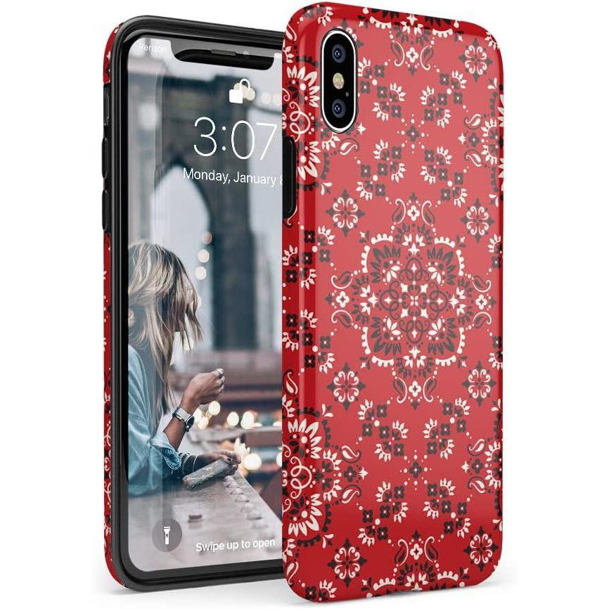 imageCasely iPhone Xs Max Case  Floral Forest  Navy Cherry Blossom Floral  Classic Ultra Slim DesignIm with the Band  Red Bandana