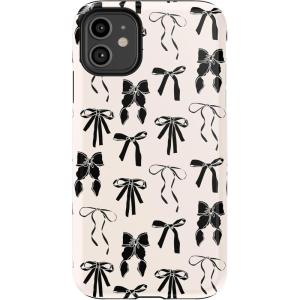 Casely iPhone 11 Case | Cowgirl Canyon | FashionPass x Casely | Essential Slim Dual-Layer Protective Design(Goth Girlie | Black Bows)