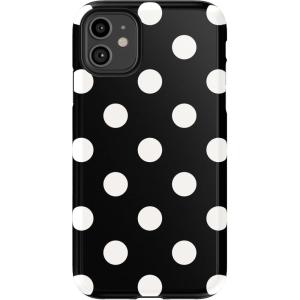 Casely iPhone 11 Case | Cowgirl Canyon | FashionPass x Casely | Essential Slim Dual-Layer Protective Design(High Contrast | Black Polka Dot)