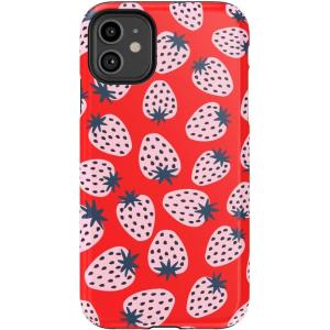 Casely iPhone 11 Case | Cowgirl Canyon | FashionPass x Casely | Essential Slim Dual-Layer Protective Design(I’d Pick You | Red Strawberry)