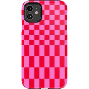 Casely iPhone 11 Case | Cowgirl Canyon | FashionPass x Casely | Essential Slim Dual-Layer Protective Design(Vibe Check | Pink Checkerboard)