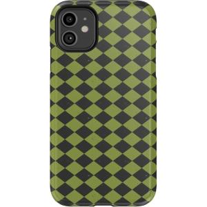 Casely iPhone 11 Case | Harlequin Wicked Diamond | Black and Green | Essential Slim Dual-Layer Protective Design
