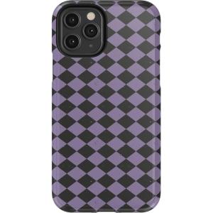 Casely iPhone 11 Pro Case | Harlequin Midnight Diamond | Black and Purple | Essential Slim Dual-Layer Protective Design