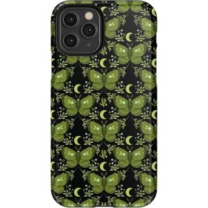 Casely iPhone 11 Pro Case | Mystic Moths | Green Twilight | Essential Slim Dual-Layer Protective Design