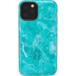 Casely iPhone 11 Pro Max Case | Dark Fantasy | Contrast Floral | Essential Slim Dual-Layer Protective Design(Beautiful Teal Blue Seaglass)