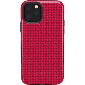 Casely iPhone 11 Pro Max Case | Dark Fantasy | Contrast Floral | Essential Slim Dual-Layer Protective Design(Best Dressed | Red Houndstooth)
