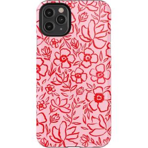 Casely iPhone 11 Pro Max Case | Dark Fantasy | Contrast Floral | Essential Slim Dual-Layer Protective Design(Blush Garden | Floral Doodle)
