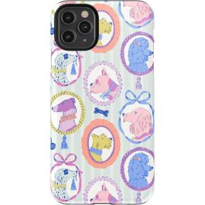 Casely iPhone 11 Pro Max Case | Dark Fantasy | Contrast Floral | Essential Slim Dual-Layer Protective Design(Chateau Pups | French Dog)