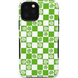 Casely iPhone 11 Pro Max Case | Dark Fantasy | Contrast Floral | Essential Slim Dual-Layer Protective Design(Check Mate | Daisy Checkerboard Floral)