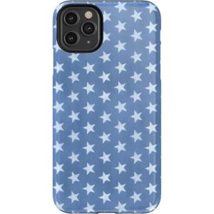 Casely iPhone 11 Pro Max Case | Dark Fantasy | Contrast Floral | Essential Slim Dual-Layer Protective Design(Coastal Blues | Denim Stars)