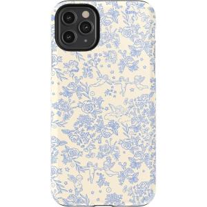 Casely iPhone 11 Pro Max Case | Dark Fantasy | Contrast Floral | Essential Slim Dual-Layer Protective Design(Cupid’s Canvas | Periwinkle Floral)