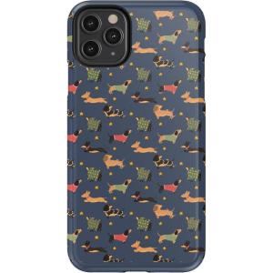 Casely iPhone 11 Pro Max Case | Dark Fantasy | Contrast Floral | Essential Slim Dual-Layer Protective Design(Dashing Doxies | Dachshund Dog)