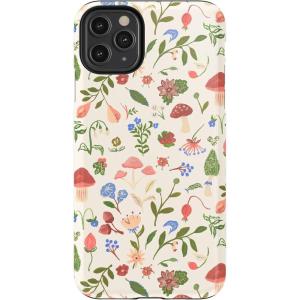 Casely iPhone 11 Pro Max Case | Dark Fantasy | Contrast Floral | Essential Slim Dual-Layer Protective Design(Garden Party | Mushroom Floral)