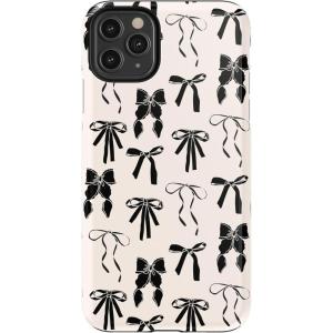 Casely iPhone 11 Pro Max Case | Dark Fantasy | Contrast Floral | Essential Slim Dual-Layer Protective Design(Goth Girlie | Black Bows)