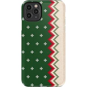 Casely iPhone 11 Pro Max Case | Dark Fantasy | Contrast Floral | Essential Slim Dual-Layer Protective Design(Grandpa’s Sweater | Holiday Knit)
