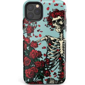 Casely iPhone 11 Pro Max Case | Dark Fantasy | Contrast Floral | Essential Slim Dual-Layer Protective Design(Grateful Dead | Forever Grateful | Skeleton Floral)
