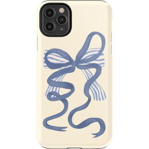 Casely iPhone 11 Pro Max Case | Dark Fantasy | Contrast Floral | Essential Slim Dual-Layer Protective Design(Heartstrings | Blue Bow)