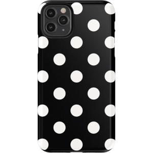 Casely iPhone 11 Pro Max Case | Dark Fantasy | Contrast Floral | Essential Slim Dual-Layer Protective Design(High Contrast | Black Polka Dot)