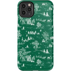 Casely iPhone 11 Pro Max Case | Dark Fantasy | Contrast Floral | Essential Slim Dual-Layer Protective Design(Home for the Holidays | Mountain Town)