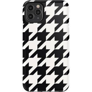 Casely iPhone 11 Pro Max Case | Dark Fantasy | Contrast Floral | Essential Slim Dual-Layer Protective Design(Houndstooth | High Contrast Design)