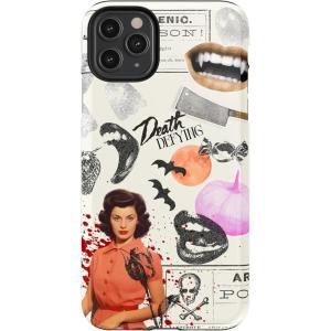 Casely iPhone 11 Pro Max Case | Dark Fantasy | Contrast Floral | Essential Slim Dual-Layer Protective Design(If You Dare | Horror Collage)
