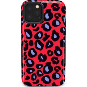 Casely iPhone 11 Pro Max Case | Dark Fantasy | Contrast Floral | Essential Slim Dual-Layer Protective Design(Into the Wild | Red & Blue Leopard)