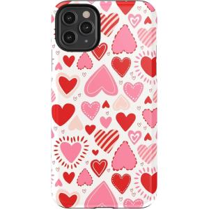 Casely iPhone 11 Pro Max Case | Dark Fantasy | Contrast Floral | Essential Slim Dual-Layer Protective Design(Love Struck | Heart Stickers)