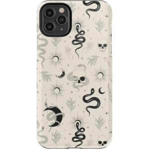 Casely iPhone 11 Pro Max Case | Dark Fantasy | Contrast Floral | Essential Slim Dual-Layer Protective Design(No Further Explanation | Snakes & Skulls)
