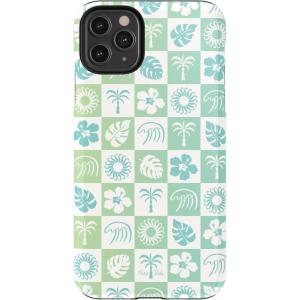 Casely iPhone 11 Pro Max Case | Dark Fantasy | Contrast Floral | Essential Slim Dual-Layer Protective Design(Pura Vida | Coastal Checkers)