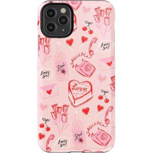 Casely iPhone 11 Pro Max Case | Dark Fantasy | Contrast Floral | Essential Slim Dual-Layer Protective Design(That’s Amore | Valentine’s)