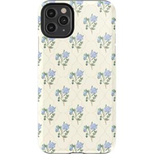 Casely iPhone 11 Pro Max Case | Dark Fantasy | Contrast Floral | Essential Slim Dual-Layer Protective Design(Vintage Garden | Blue Hydrangea)