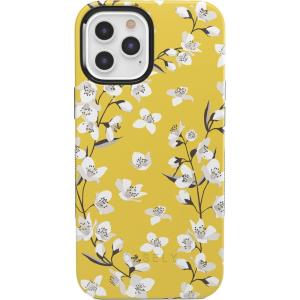 Casely iPhone 11 Pro Max Case | Dark Fantasy | Contrast Floral | Essential Slim Dual-Layer Protective Design(Yellow Cherry Blossom Floral)