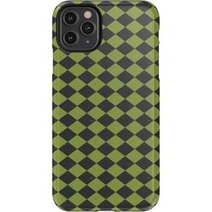 Casely iPhone 11 Pro Max Case | Harlequin Wicked Diamond | Black and Green | Essential Slim Dual-Layer Protective Design