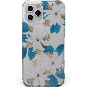 Casely iPhone 11 Pro Max Case | Here Comes The Sun | Colorblock Sunset | Classic Ultra Slim Design(Blue and Gold Clear Floral)